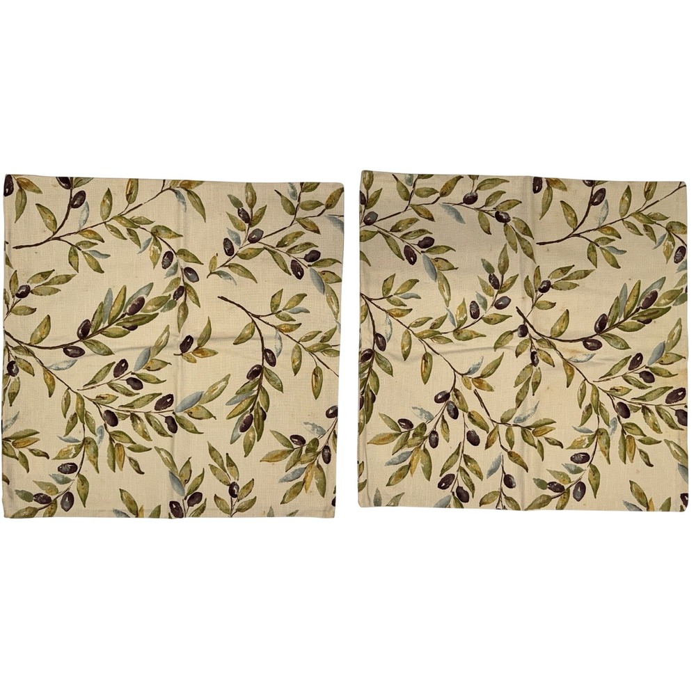 Pottery Barn Olive Branch Pillow Cover 20x20 Set‎ of 2 Wine Tasting Decoration